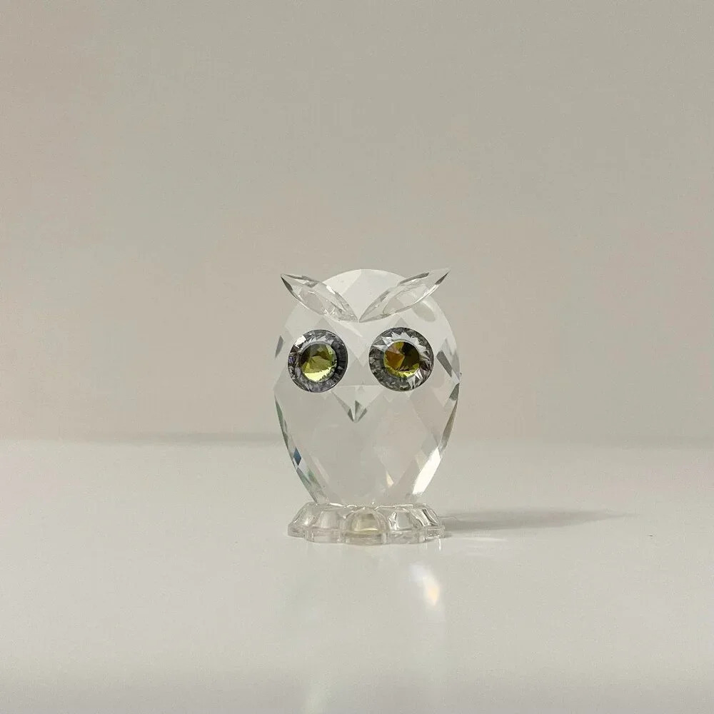 Crystal Glass Owl Figurine Miniature Figure 1.5 Inch